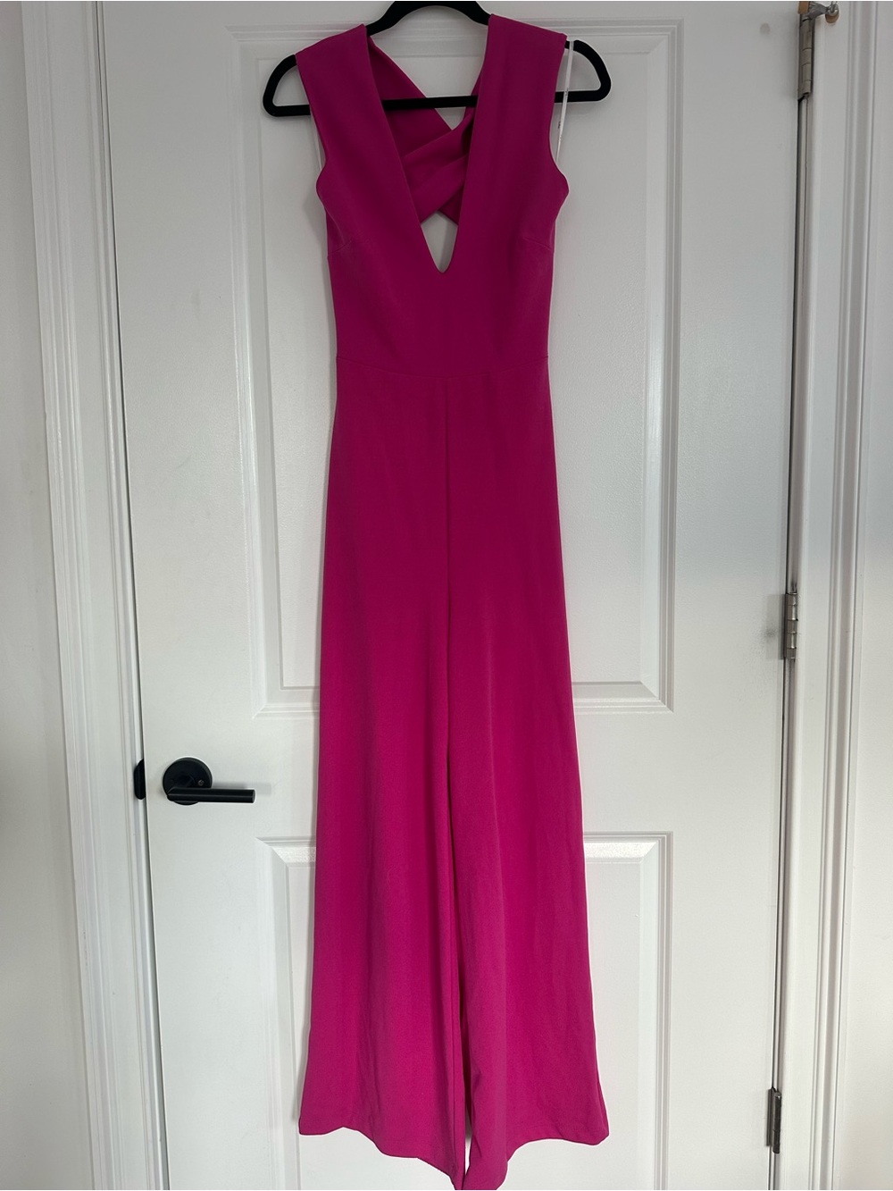 Lulu's Hot Pink Cross-Back Jumpsuit